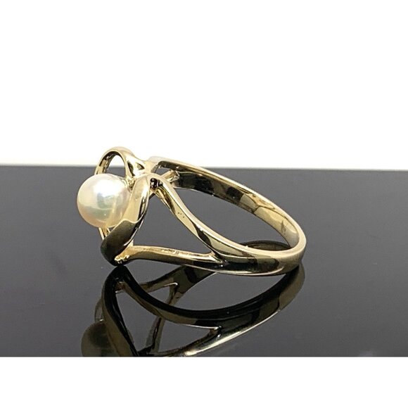 Pearl Cocktail Ring Heart Shape 14k Yellow Gold Estate Jewelry Women's Size 6.25 - Picture 2 of 14